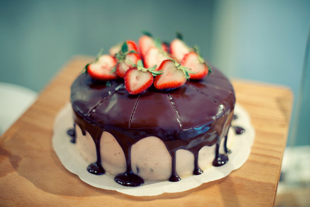 Dark Chocolate Strawberry Cake