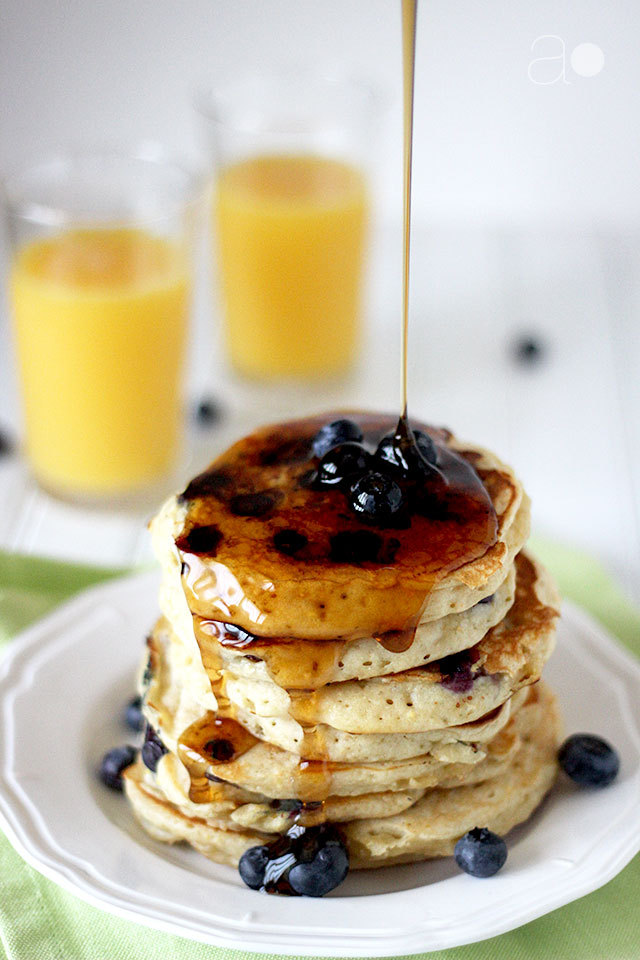 Blueberry & Peach Yogurt Buttermilk Pancakes