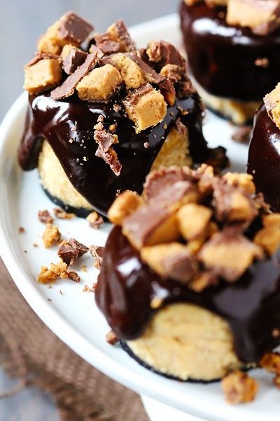 Reeses Peanut Butter Chocolate Mini Cheesecakes