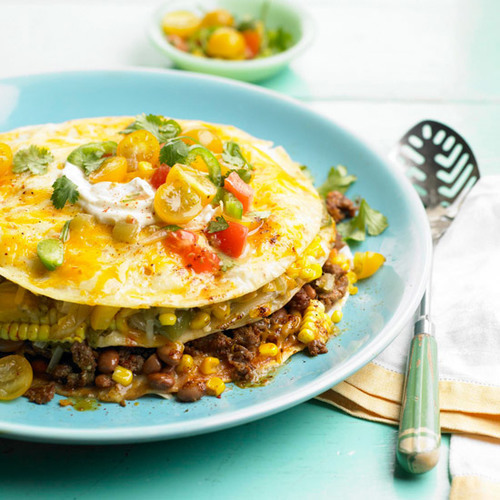 Stacked Corn, Bean and Beef Casserole