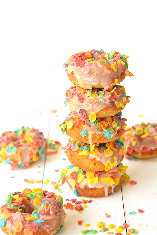 Fruity pebbles cereal and milk doughnuts