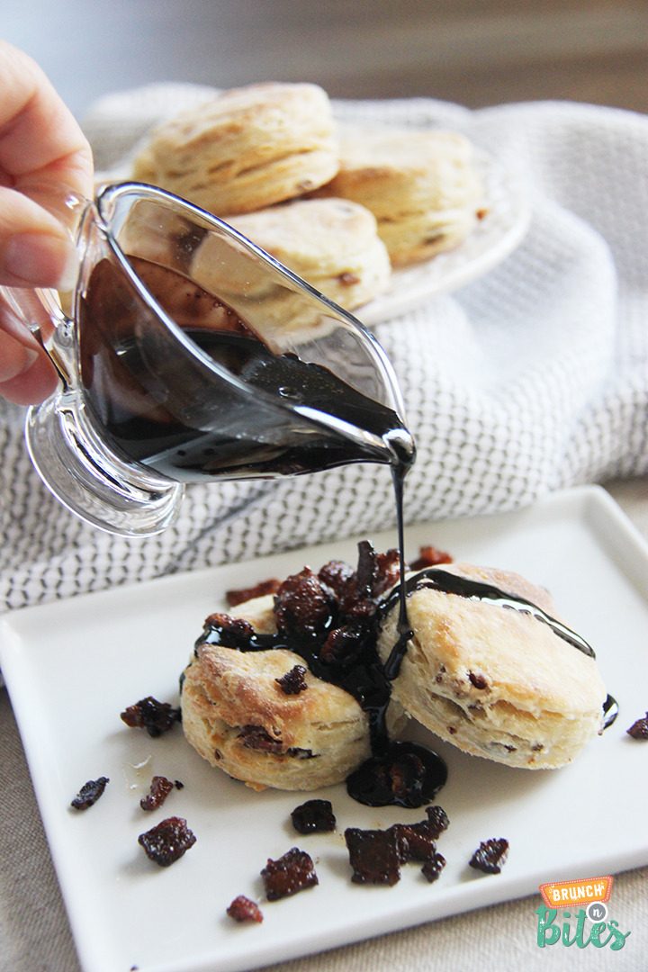 Bacon Buttermilk Biscuits with Chocolate Syrup